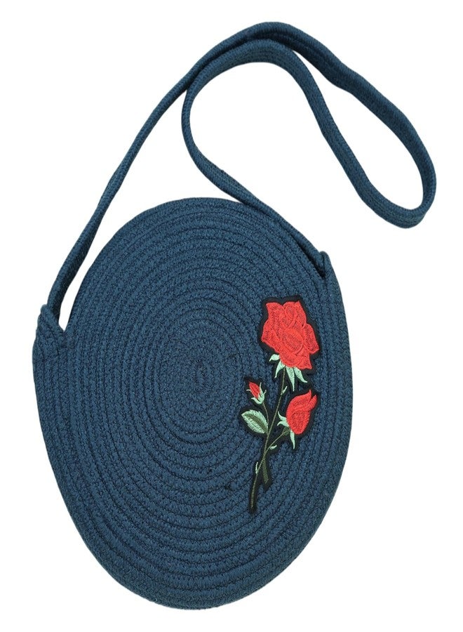 Ariya Women Round Sling Bag with Swatch (4058 | Blue) Handcrafted PP & Cotton Blend Shoulder Purse, Perfect for Ladies & Girls, Lightweight Crossbody Bag for Daily, Casual, Travel & All Occasions - Image 1